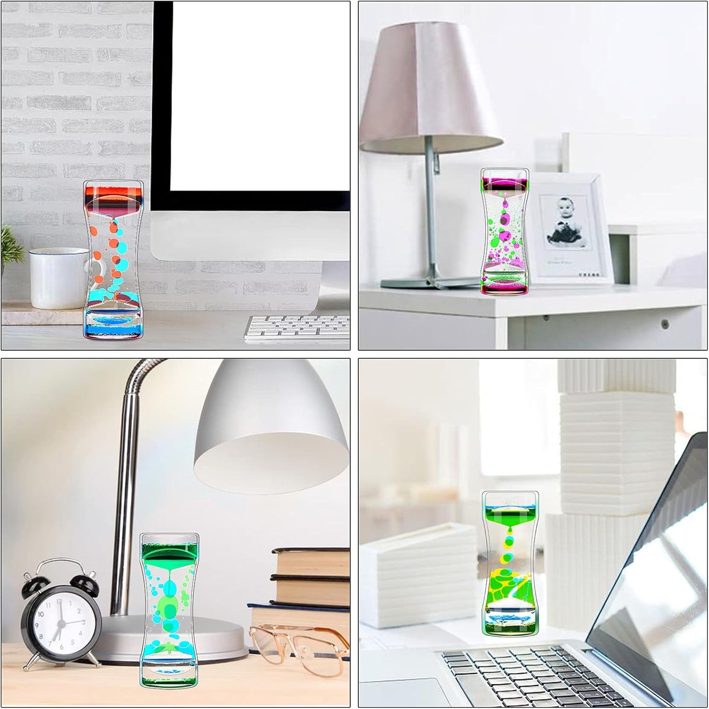 Liquid Motion Bubbler Timer Pack of 8 Great Desktop Colorful Hourglass Liquid Bubbler Small Calming Relaxing Toys Sensory Anxiety Autism ADHD Fidget Toys
