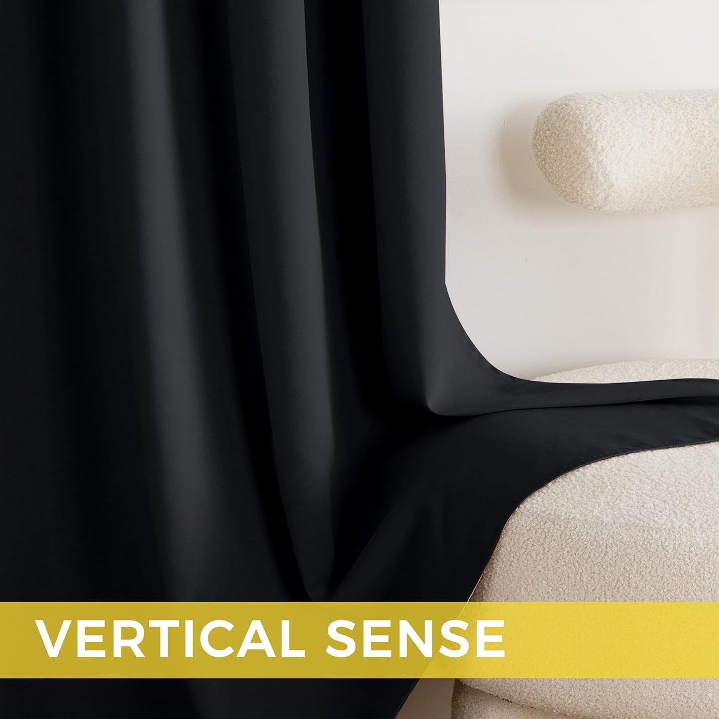 NICETOWN Blackout Curtains for Bedroom 96 Inches Long, 2 Panels, W52, Black, 3 Pass Microfiber Noise Reducing Thermal Insulated Solid Ring Top Blackout Window Drapes