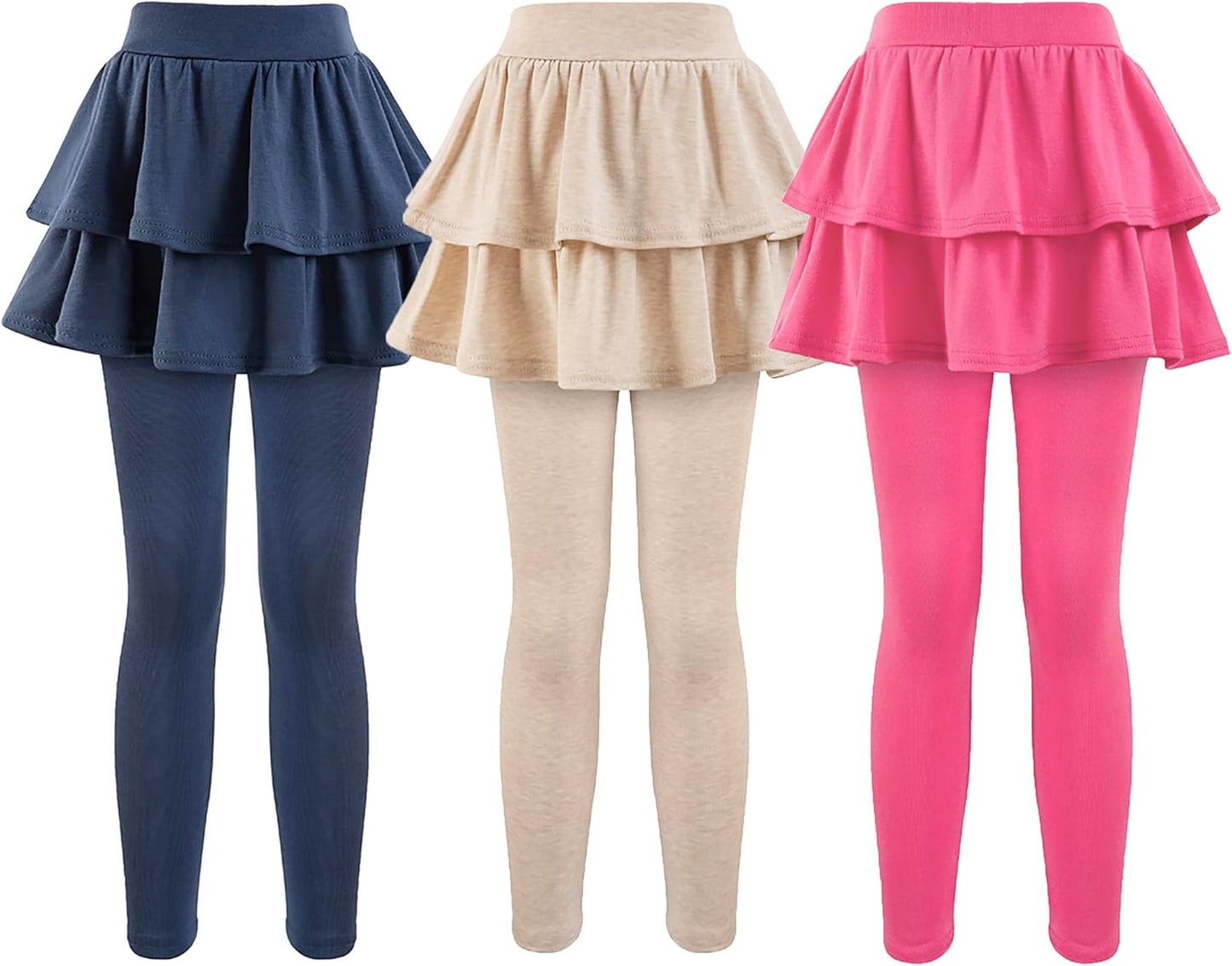 Girls School Uniform Pants Leggings with Skirts Stretch Warm Jegging 4-12 Years