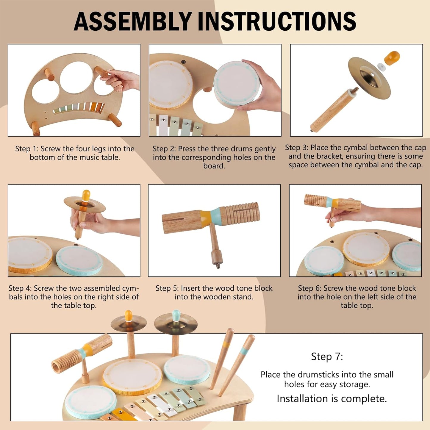 Toddlers Drum Set Toys for Toddlers 1-3,Baby Drum with Xylophone,Musical Instruments Toy, Kids Wooden Montessori Toys Birthday Gift for Boys Girls