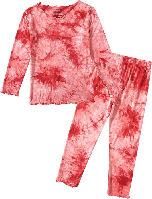 Jimonda Kids Soft Rayon From Bamboo Sleepwear Long Sleeve Boys Girls Pajama Outdoor 2-Piece tops&pant Casual sets Tie Dye PJ