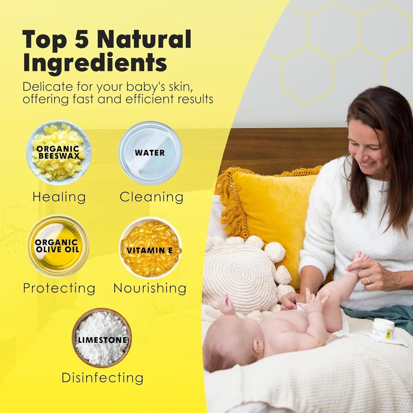 La Petite Creme French Organic Diaper Balm (1 oz) - Healing & Nourishing Diaper Cream - Gentle & Safe Liniment Baby Lotion - USDA Certified Organic - Baby Essentials for Newborn