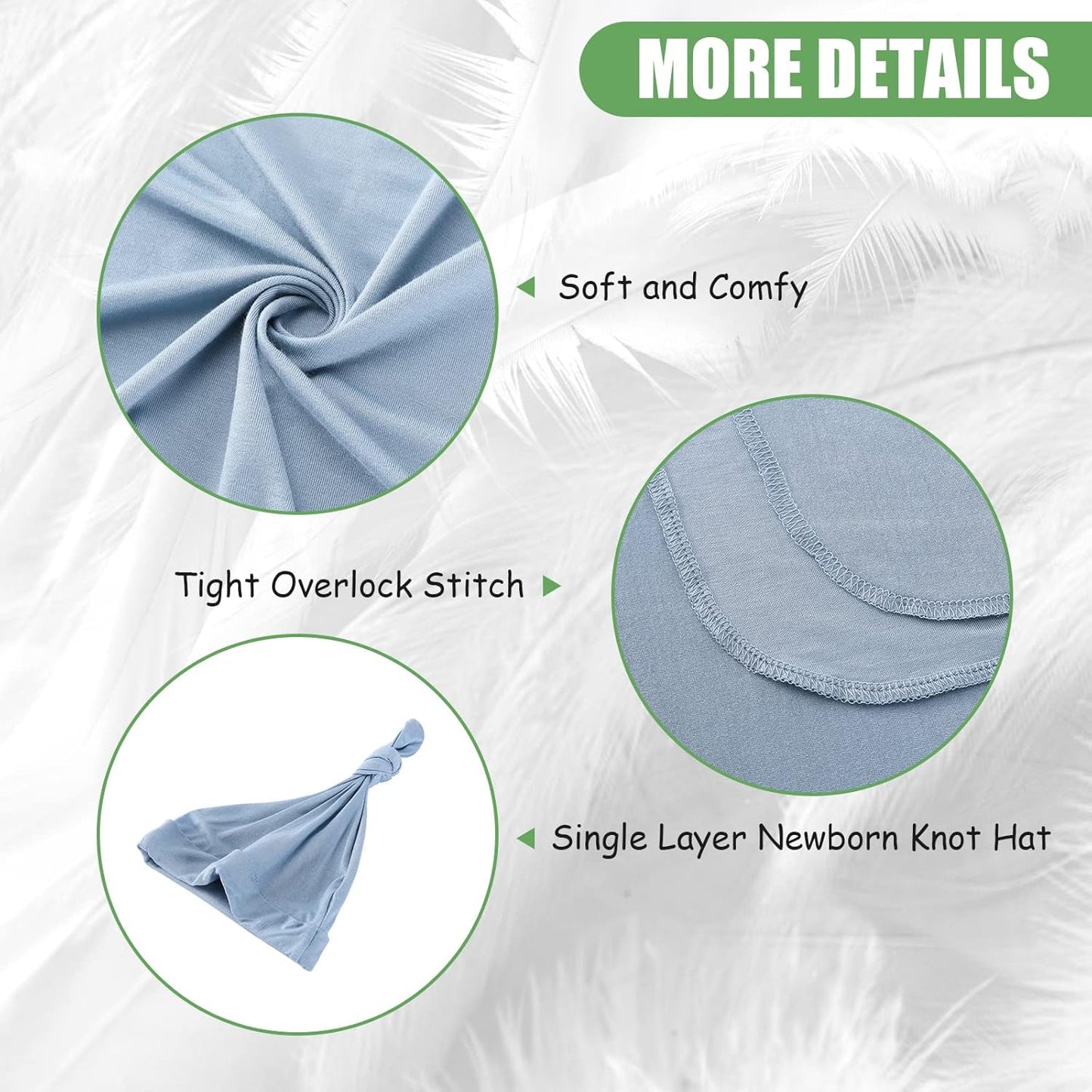 iEvolve Cotton Knitted Baby Swaddle Blanket with Hat Headband Set Newborn Swaddle Wrap Receiving Blankets for Baby Girl Boy 45" x 45"(Lightblue)