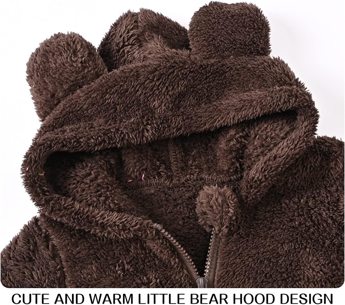 Baby Fleece Jumpsuits Infant Bear Ear Snowsuit Newborn Hooded Romper Warm Coat