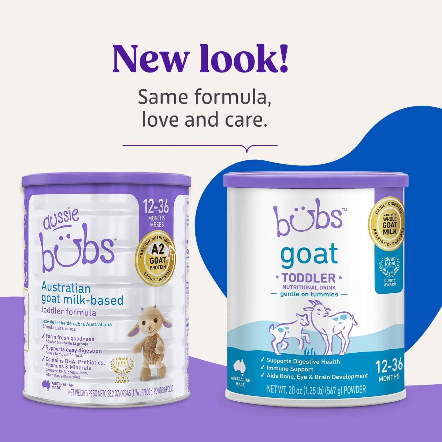 Bubs Goat Toddler Nutritional Drink, Non-GMO Whole Goat Milk-Based Gentle Formula, for Kids 12-36 Months, 20 oz