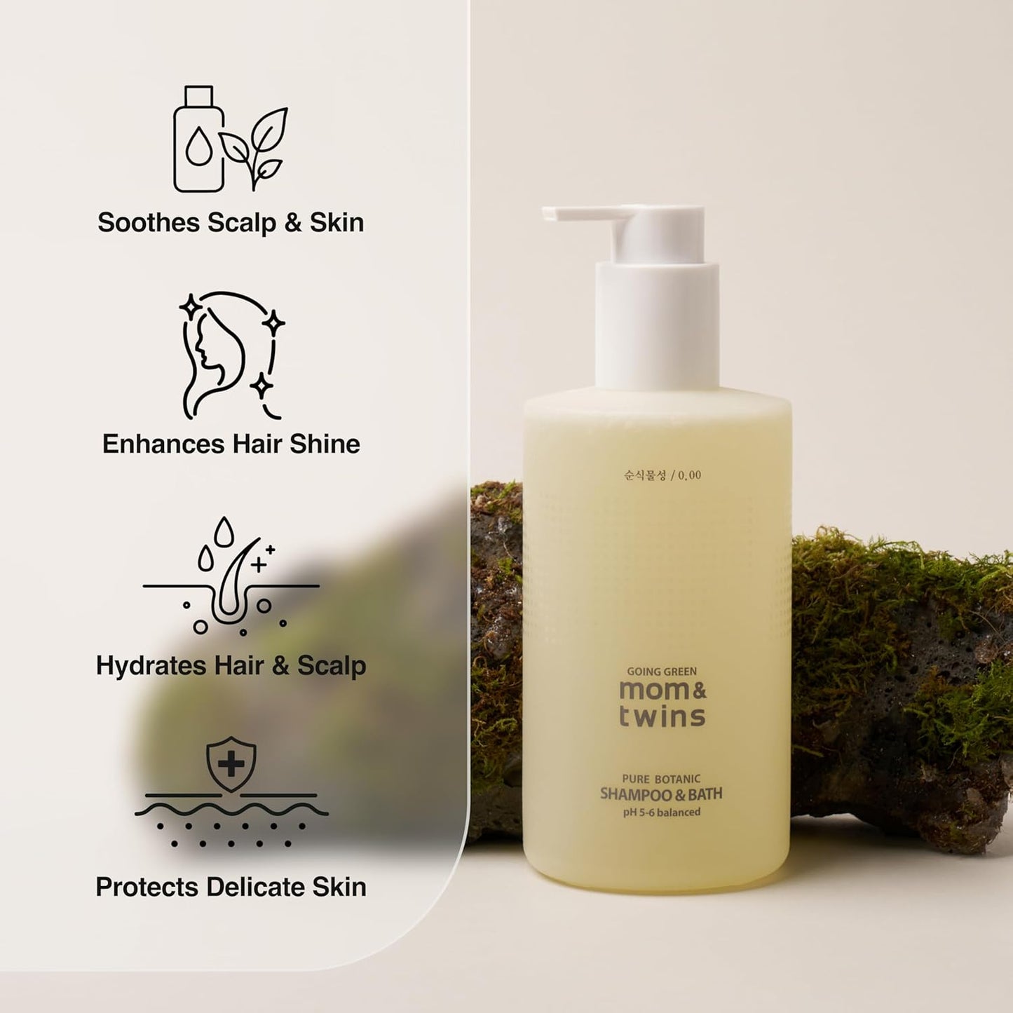 SHAMPOO & BATH – Organic Korean Baby & Kids 2-in-1 Shampoo & Body Wash for Newborns, Vegan Cleanser for Hair, Face & Body, Gentle, EWG Verified, Non-Toxic (11.29 fl oz / 320g)