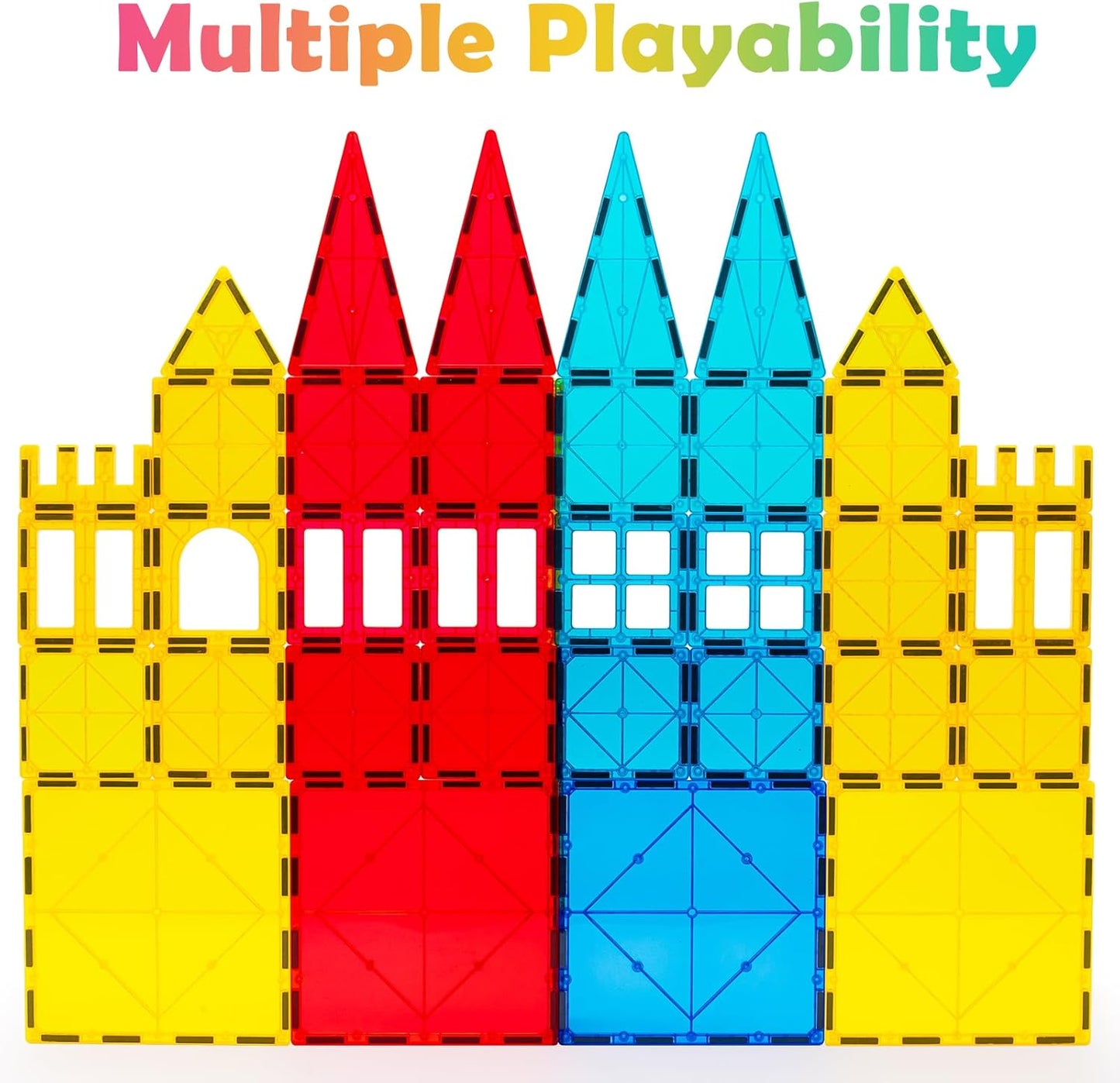 Gemmicc 6 PCS Large Magnetic Tiles,Jumbo Magnet Base Plates,STEM Magnetic Building Blocks for Kids Boys Girls