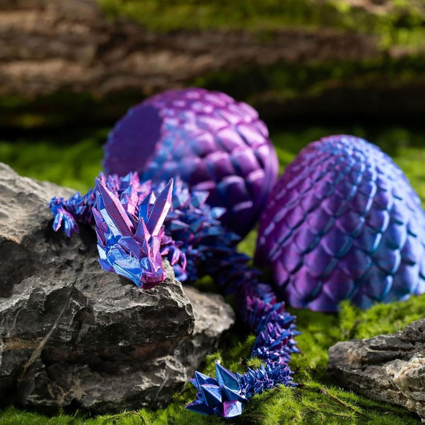 Surprise 3D Printed Dragon Egg Articulating Gemstone, 3D Printed Dragons, Relief Anxiety - Articulated Joints for Kids and Adults Home Office Decor Executive Desk Decor (Luminous)