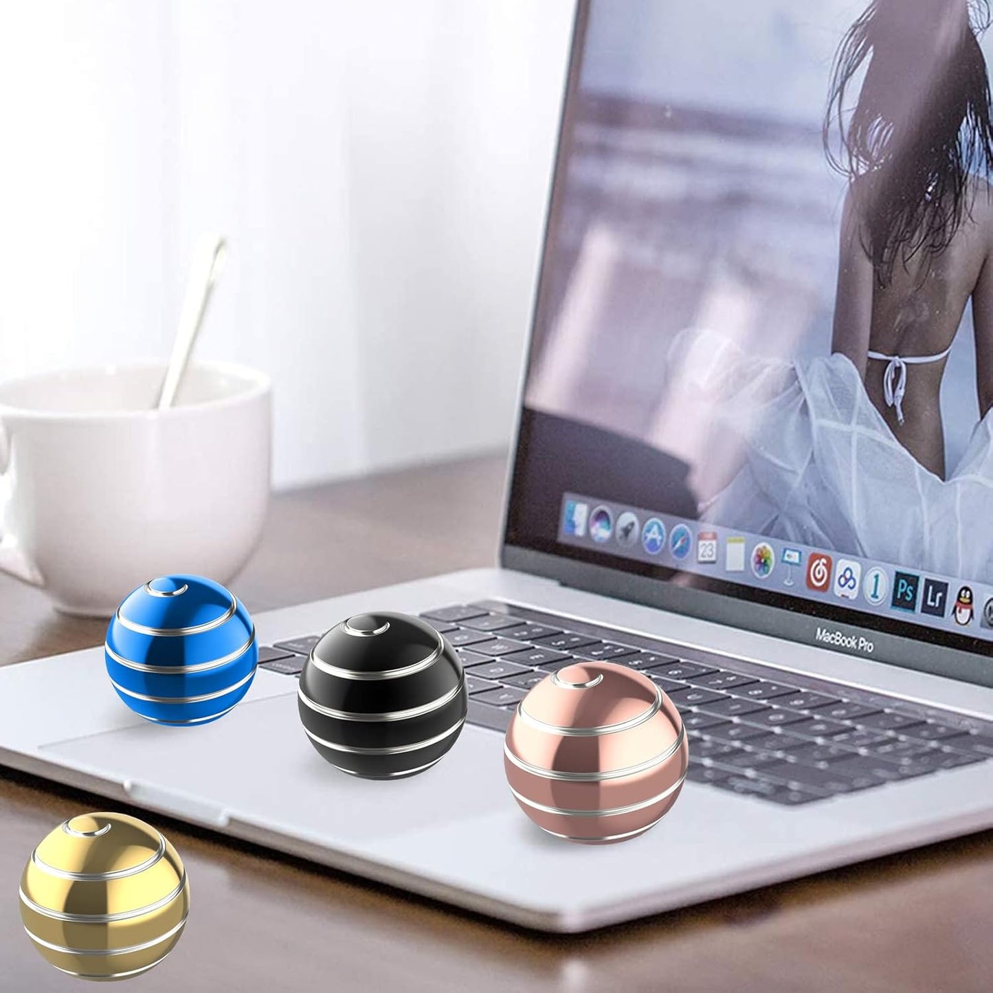 Kinetic Desk Toys, 1.77'' Kinetic ADHD Desk Toys for Adults for Office, Party Favors Fidget Desk Toy Optical Illusion Toys for Birthday Stocking Stuffers (45MM, Rainbow-A)