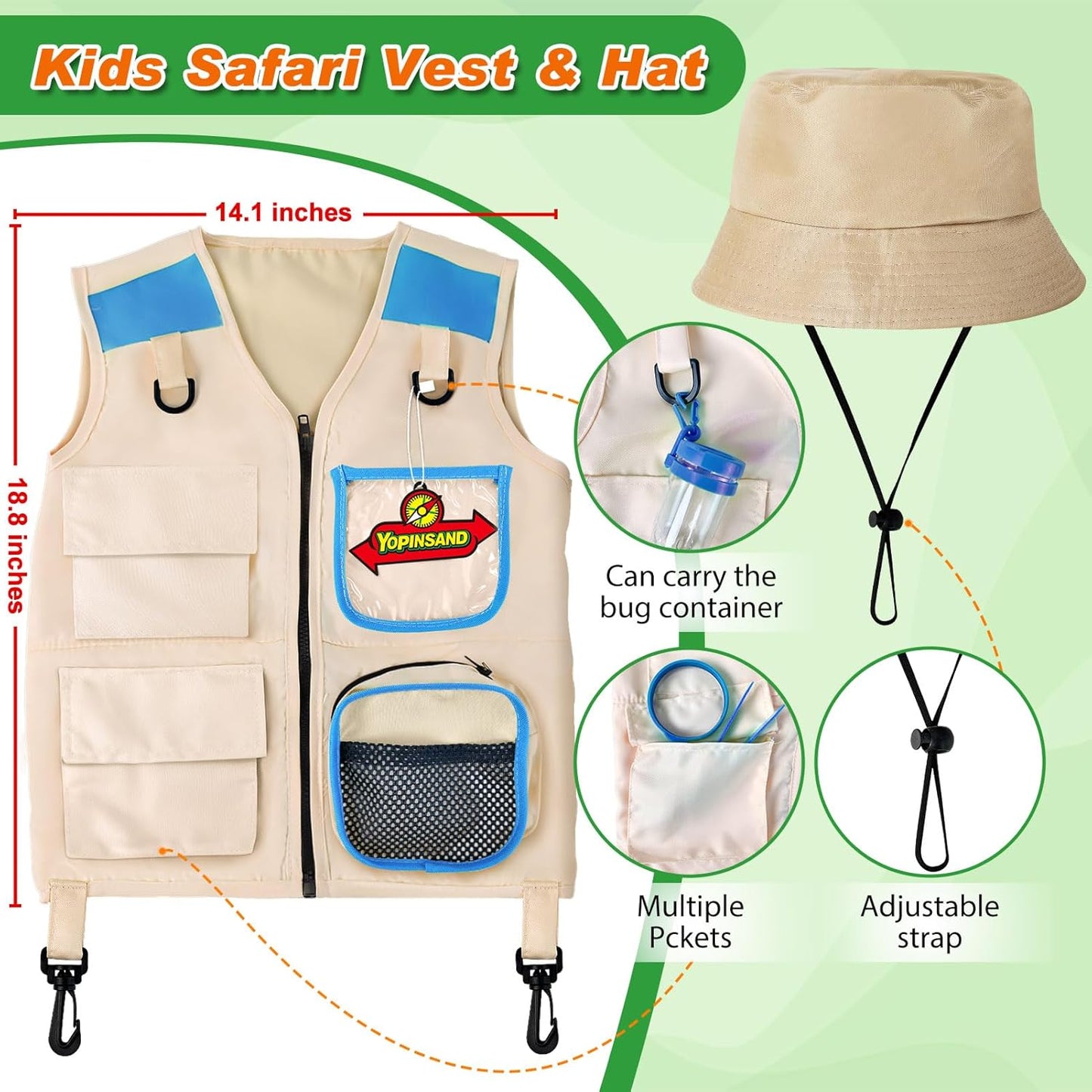 Kids Explorer Kit & Bug Catcher Kit, Kids Camping Gear for Kids, Outdoor Exploration Set with Vest & Hat, Ideal Outdoor Camping Adventure Toys for Ages 3 4 5 6 7 8 Boys Girls