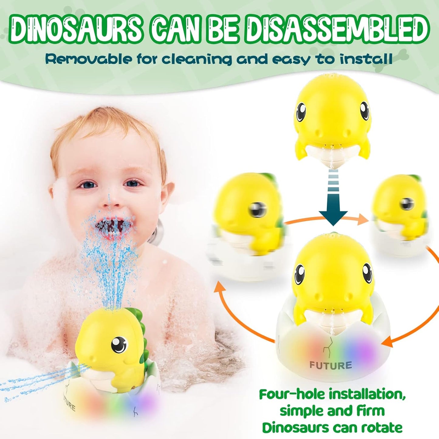 ZHENDUO Baby Bath Toys, Rechargeable Bath Toys, Whale Spray Water Bath Toy, Sprinkler Bathtub Shower Toys for Toddlers Kids Boys Girls, Pool Toy for Baby (Yellow)