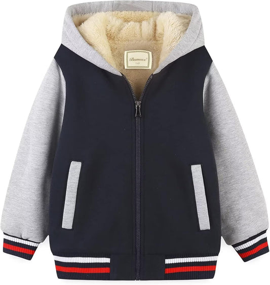 Bumeex Kids Boy's Girl's Sherpa Fleece Lined Jacket Spring Fall Winter Zip up Sweatshirt Hoodie 2-14Y(Toddler/Kid)