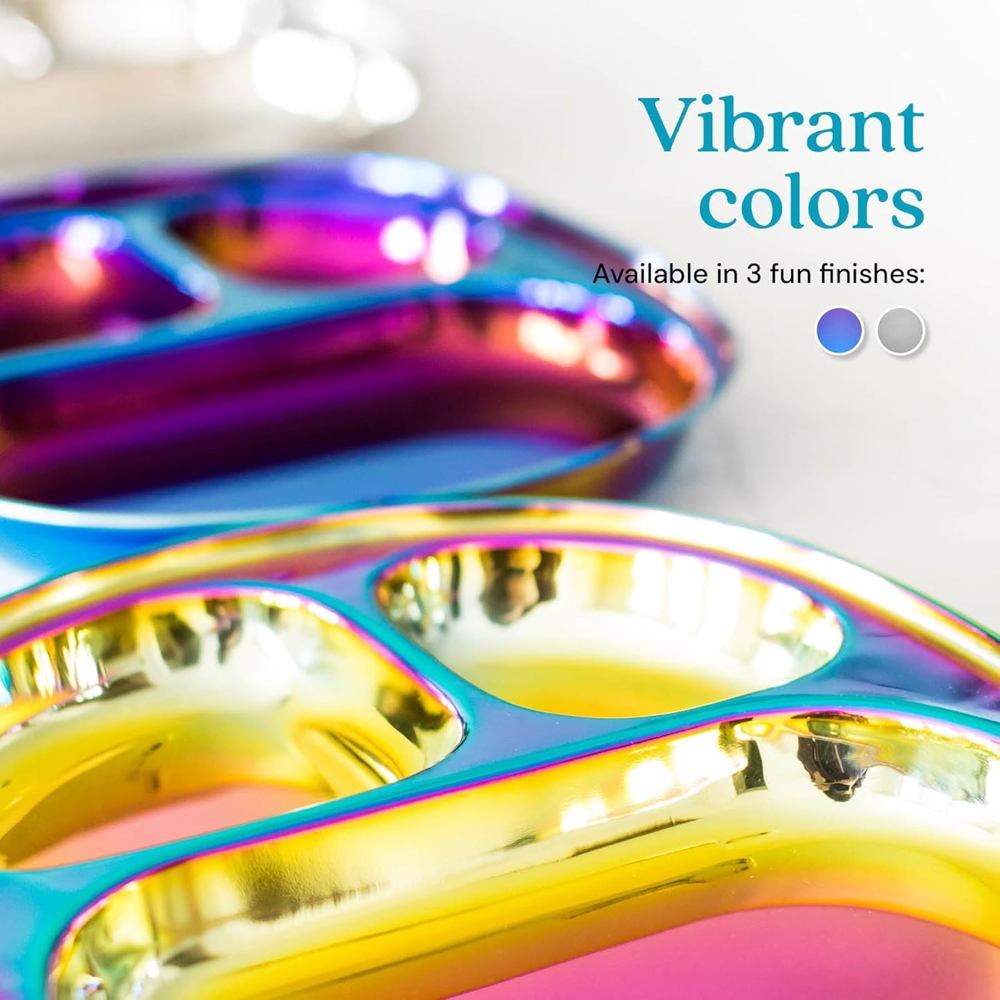 Ahimsa Stainless Steel Kids Plates - Divided Toddler Plates, Pediatrician Designed, Non Toxic Toddler Plate, BPA Free & Dishwasher Safe (Blue Single)