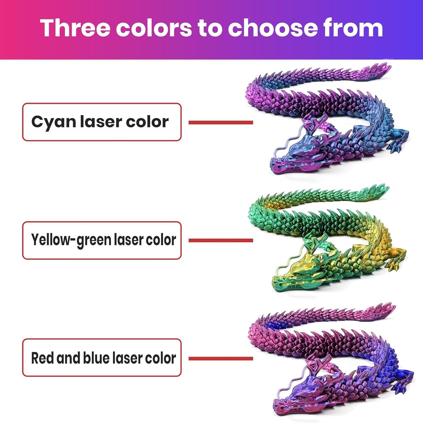 3D Printed Dragon,Chinese Dragon,Dragon Statue,Fidget Toys,18 in,Fidget Toys for Autism/ADHD,3D Printed Present Toy, Executive Desk Toys,Home Office Decor