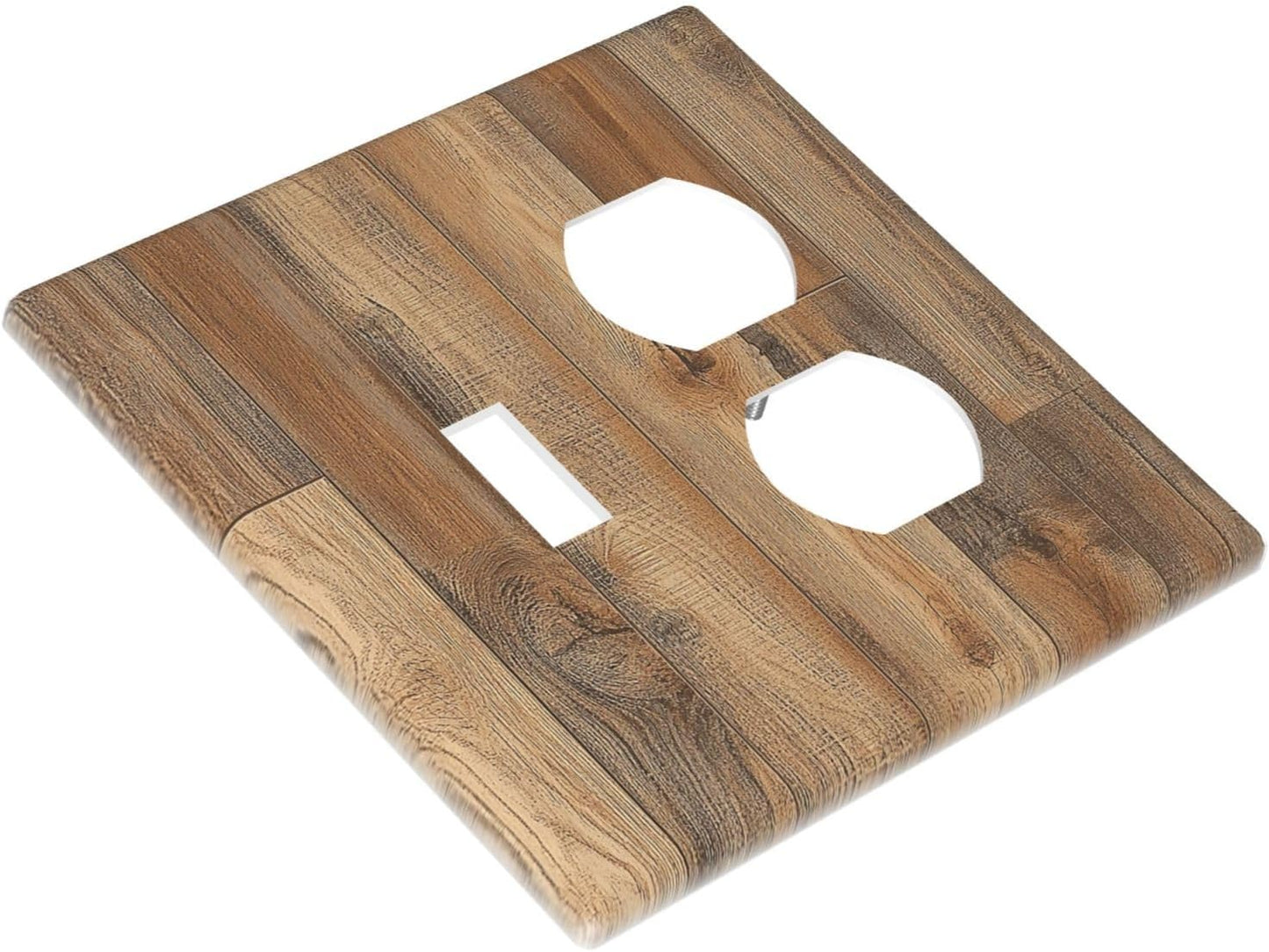 Wallplates Retro Rustic Brown Wood Grain 1 Toggle 1 Duplex Switch Plate Electrical Gfci Faceplate Decorative Light Switch Covers For Farmhouse Cabin Decor