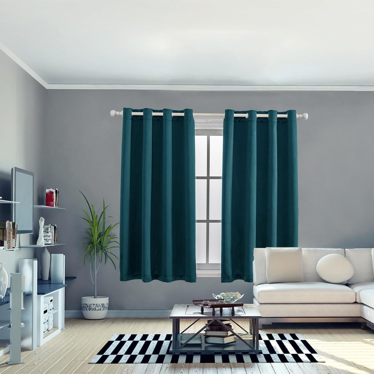 Anytime 100% Blackout Curtain Set, Thermal Insulated & Energy Efficiency Window Draperies for Guest Room, Full Shading Panels for Shift Worker and Light Sleepers（Greyish Blue, 2 Panels, 52W x 45L）
