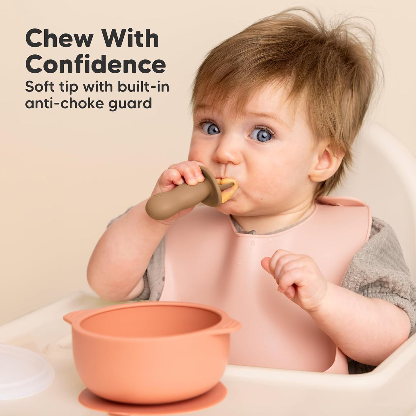 KeaBabies 4-Pack Silicone Baby Spoons and Forks Set - Baby Led Weaning Utensils 6-12 Months, Self Feeding Toddler Spoon & Fork for Training, Teething, Easy to Hold, BPA-Free Silicone (Desert)