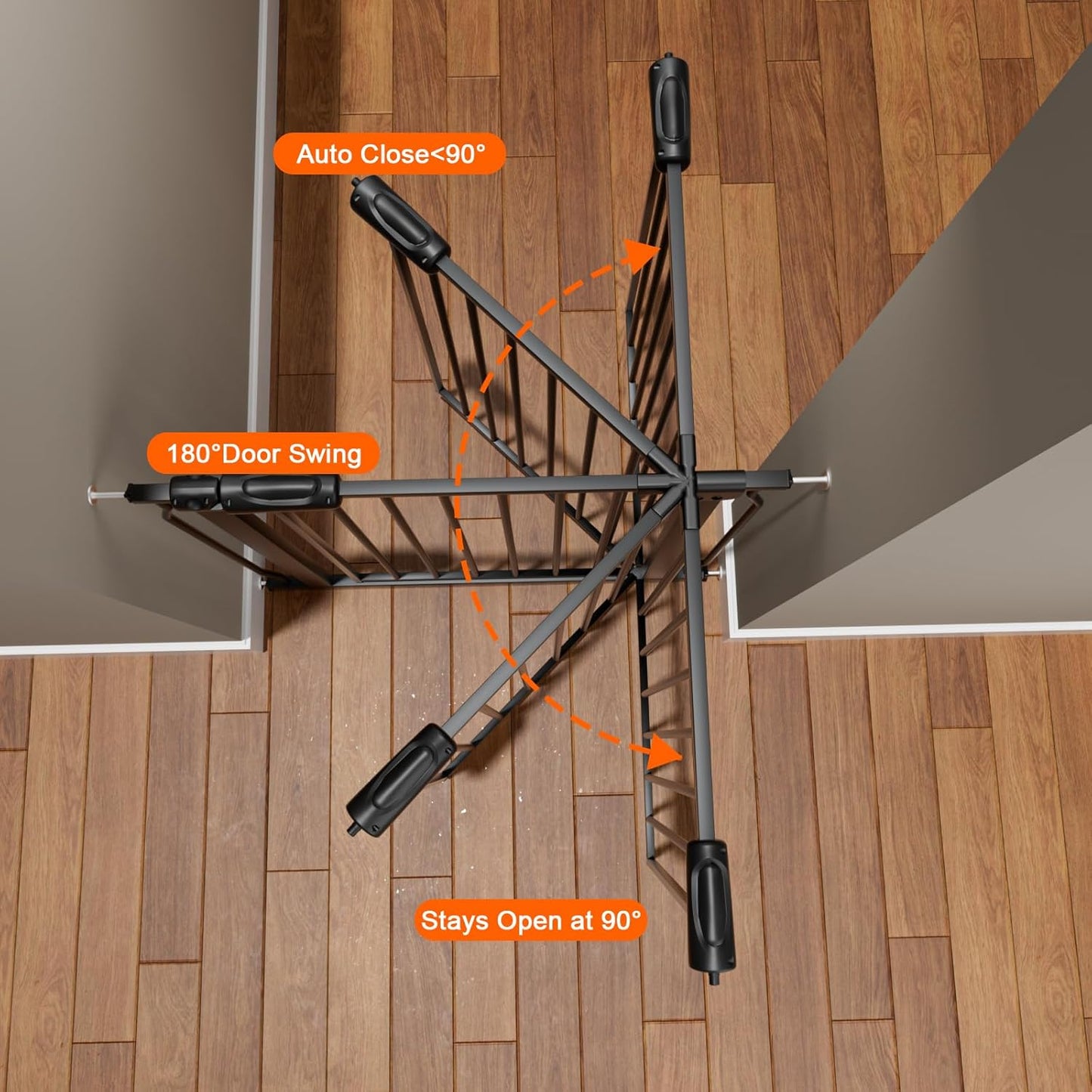 Wide Baby Gate for Stairs Doorways 30" Tall 34 to 38.5 Inch Wide Pressure Mounted Baby Gate Walk Through Child Gates for Kids or Pets Indoor Safety Gates