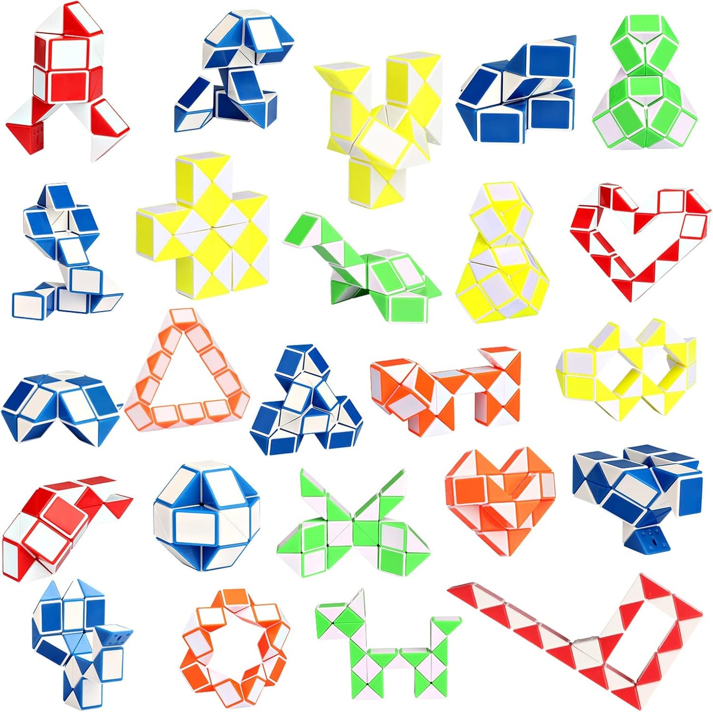 Ganowo 24 Pack Fidget Snake Cube, Mini Twist Puzzle Party Bag Fillers Bulk Toys for Kids Teens Birthday Stocking Stuffers Party Favors Supplies Goodie Bags Fillers, Random Colors