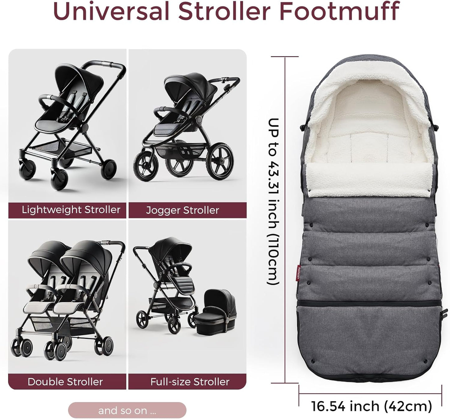 Momcozy Stroller Footmuff | Universal, Weather-Proof, Warm Stroller Bunting Bag | Extendable Winter Cover | Adjustable Buckle