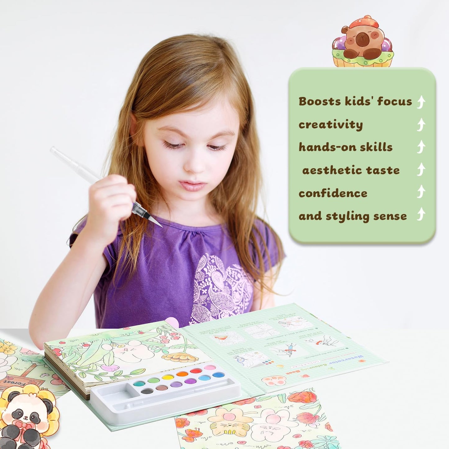 Paint with Water Coloring Books for Kids Ages 3-5, 4-8 – Cute Coloring Book for Teens,Arts and Crafts for Kids Ages 3 4 5 6 7 8+, Birthday Gift Toys for Girls Boys,Travel Toys -Rabbit