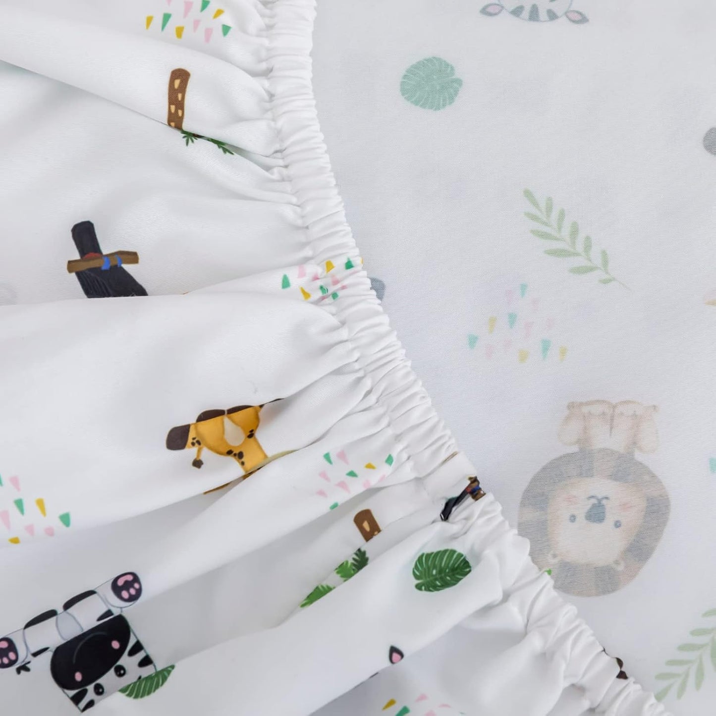 Safari Animal Bedding Set for Baby Boys Girls, 3-Piece Crib Set Including Sheet, Comforter & Skirt, Standard Size