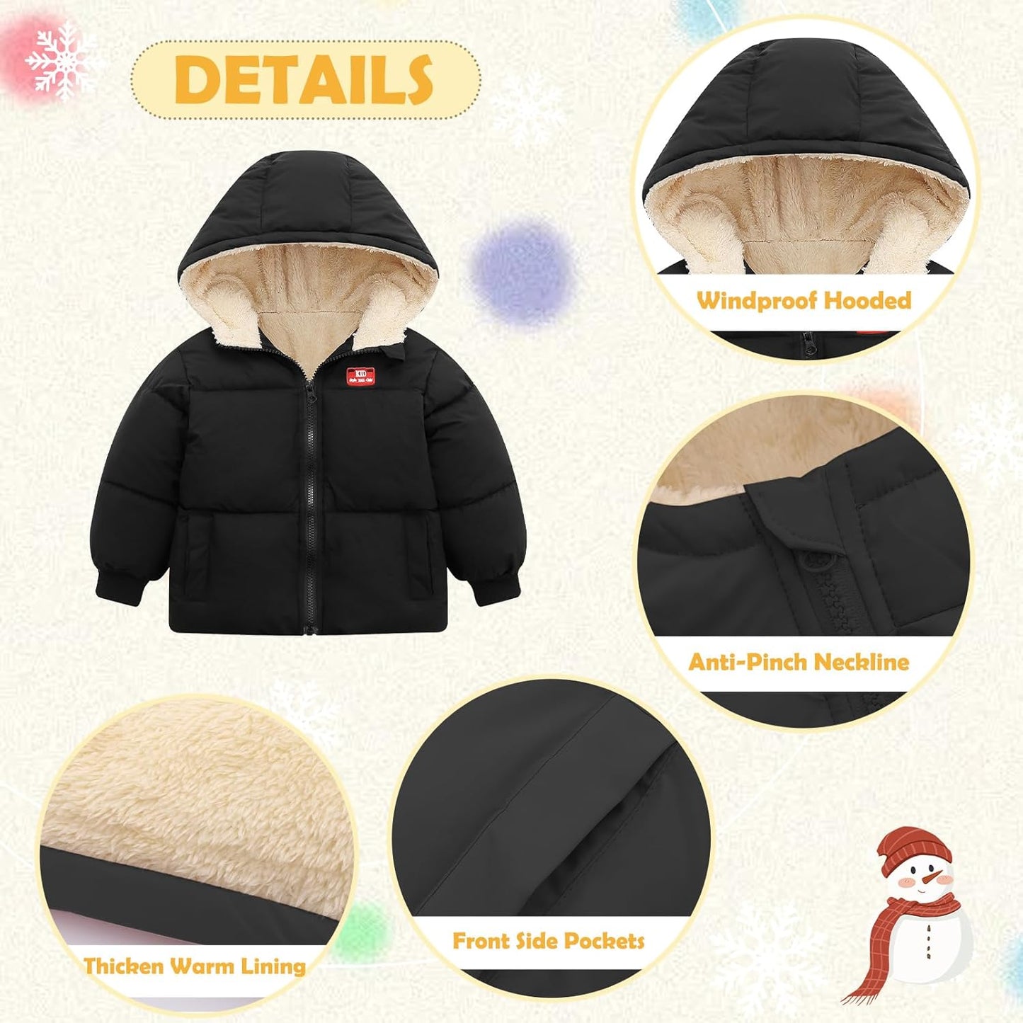 UNICOMIDEA Baby Winter Coat with Hooded Toddler Boys Girls Puffer Jackets for 12M-5T