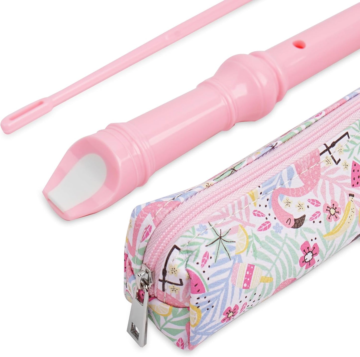 Recorder Instrument for Beginner Adults,8-Hole Soprano Descant Recorder Music Flute with Cleaning Rod & Case Bag For Home Entertainment(2-Pink Flamingo2)