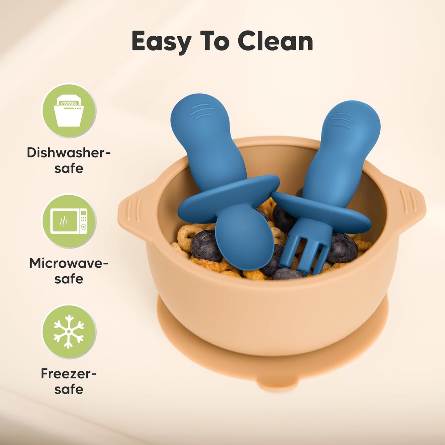 KeaBabies 4-Pack Silicone Baby Spoons and Forks Set - Baby Led Weaning Utensils 6-12 Months, Self Feeding Toddler Spoon & Fork for Training, Teething, Easy to Hold, BPA-Free Silicone (Kea)