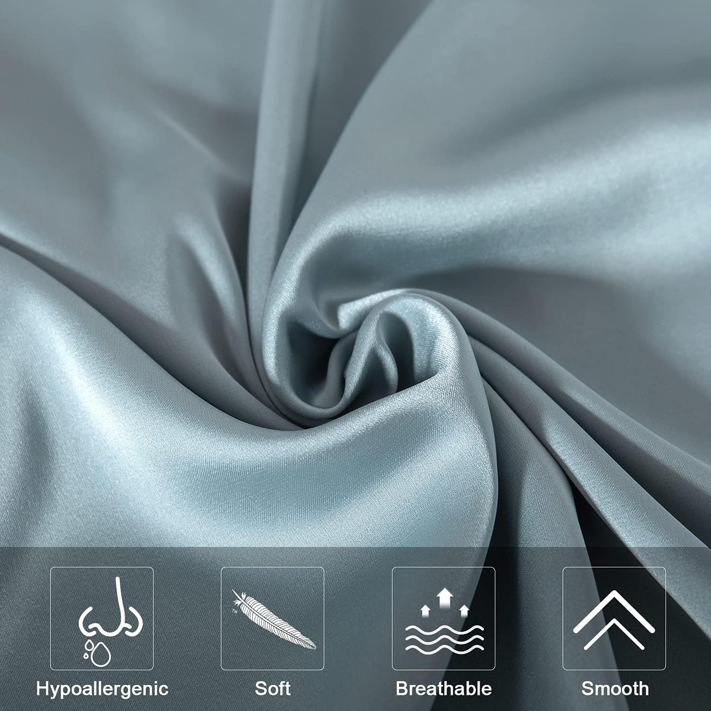 Mulberry Silk Pillowcase for Hair and Skin - Cooling Silk Pillow Case with Hidden Zipper, Allergen Proof Dual Sides Soft Breathable Smooth Silk Pillow Cover for Women (Aqua Blue)