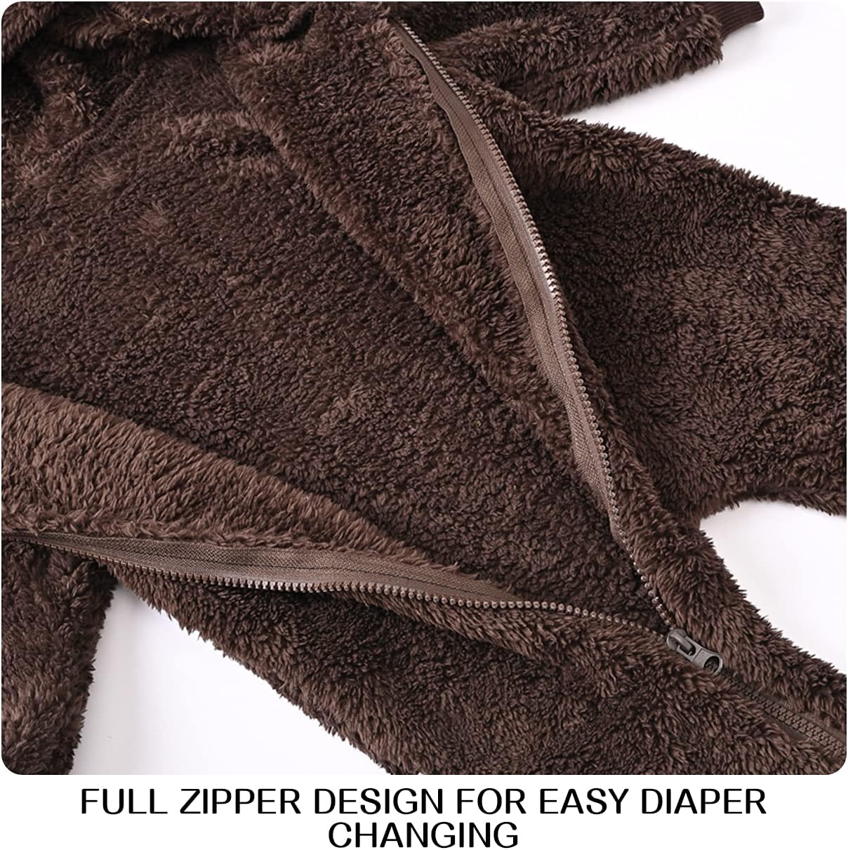 Baby Fleece Jumpsuits Infant Bear Ear Snowsuit Newborn Hooded Romper Warm Coat