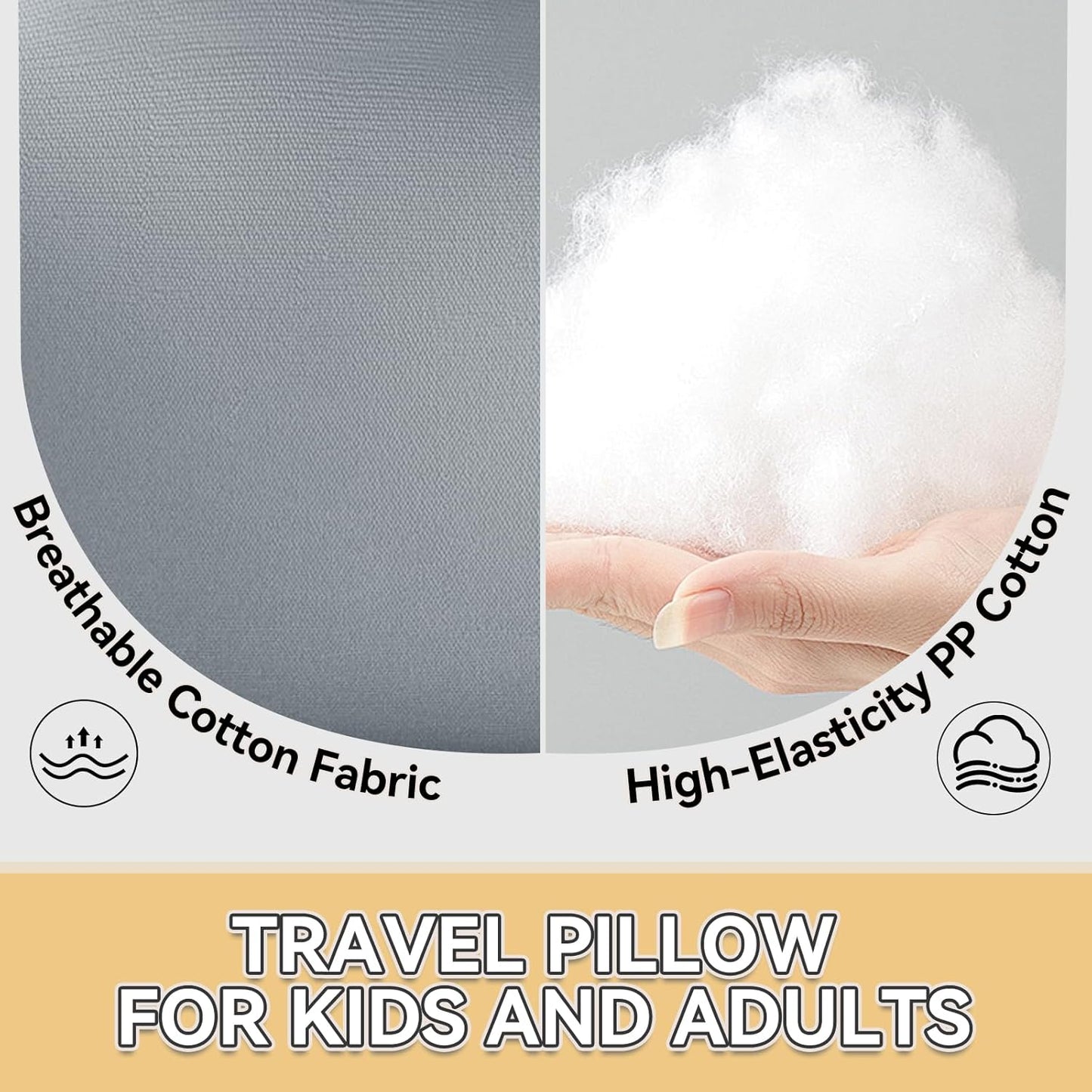 Travel Pillow,Car Pillow Kids Travel Pillow Car seat Pillow U Shaped Pillow for Travel Skin-Friendly Material The Sleeping Aid for Adults and Kids on Road Trips (Gray)