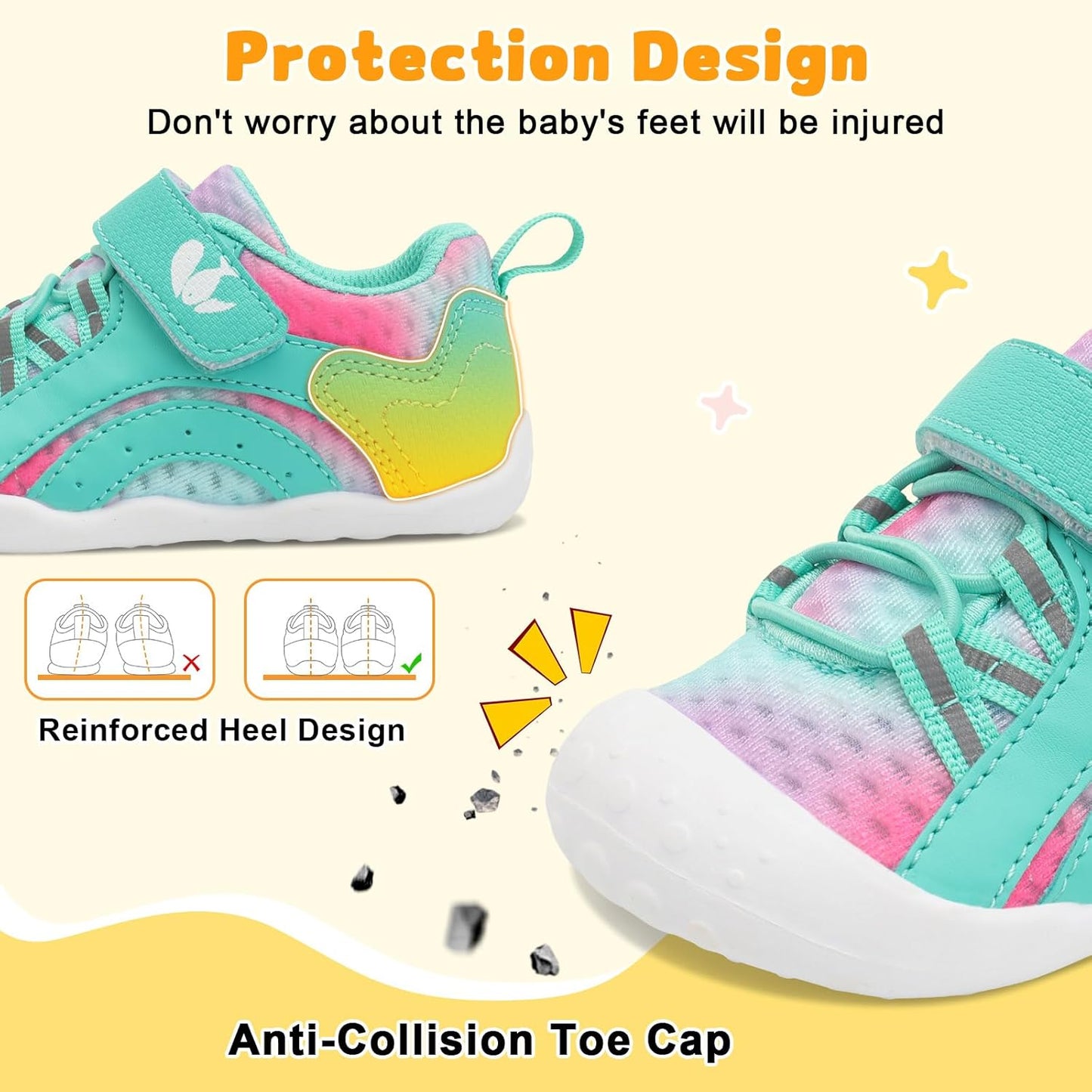 FEETCITY Wide Baby Shoes Boys Girls Baby Barefoot Shoes Breathable Infant Walking Shoe Crib Sock Shoe Toddler Sneakers Flexible