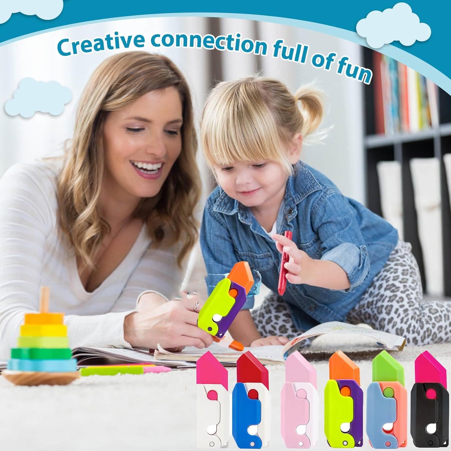 Fidget Toys Pistol, 3D Gravity Mini 1911 Fidget Pistol Toys,Fidget Sensory Toys,Stress Relief for Adults, Suitable for Relieving ADHD, Anxiety, Best Gift for Adults and Kids(6PCS Knife)