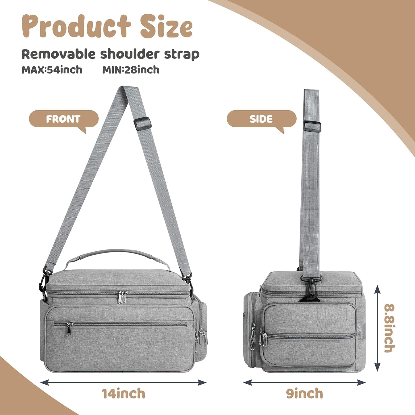 Breast Pump Bag for Spectra S1 S2 with Waterproof Mat, Breast Milk Cooler Bag for Pump Essentials, Pumping Bags for Working Mom Travel Camping, Grey