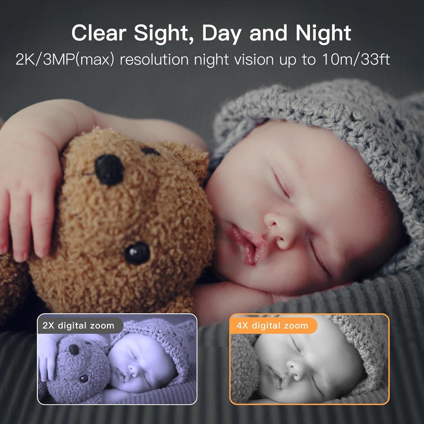 ARENTI Baby Monitor, 2K Smart Baby Camera with 5-Inch Upgraded Wireless Display, Super Night Vision, Lullabies, Cry & Motion Detection, Temp & Humidity Sensor, Two Way Audio