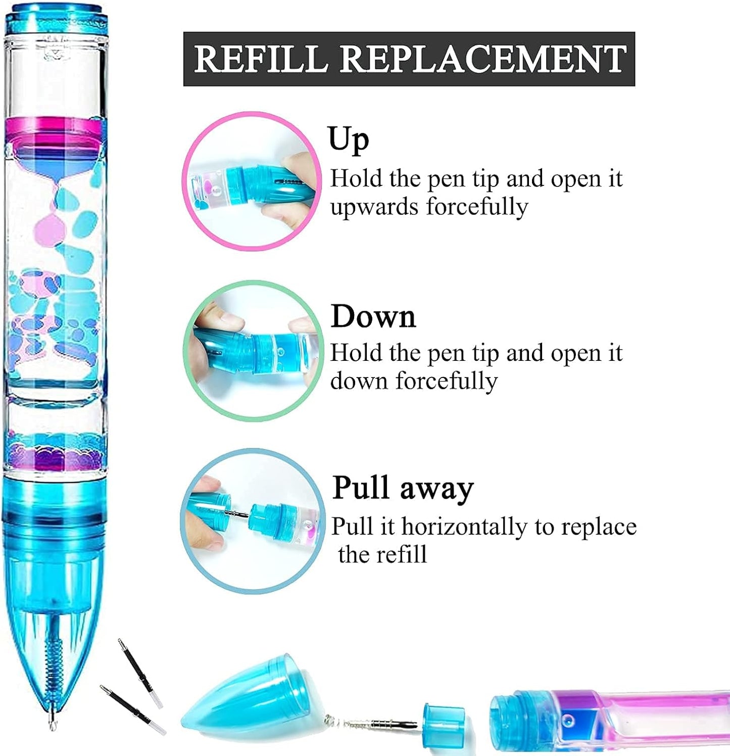 Liquid Motion Bubbler Set Sensory Toys for Kids and Adults - Colorful Liquid Motion Timer Pens Fidget Toys，for Stress and Anxiety Relief Office Desk Novelty Toys