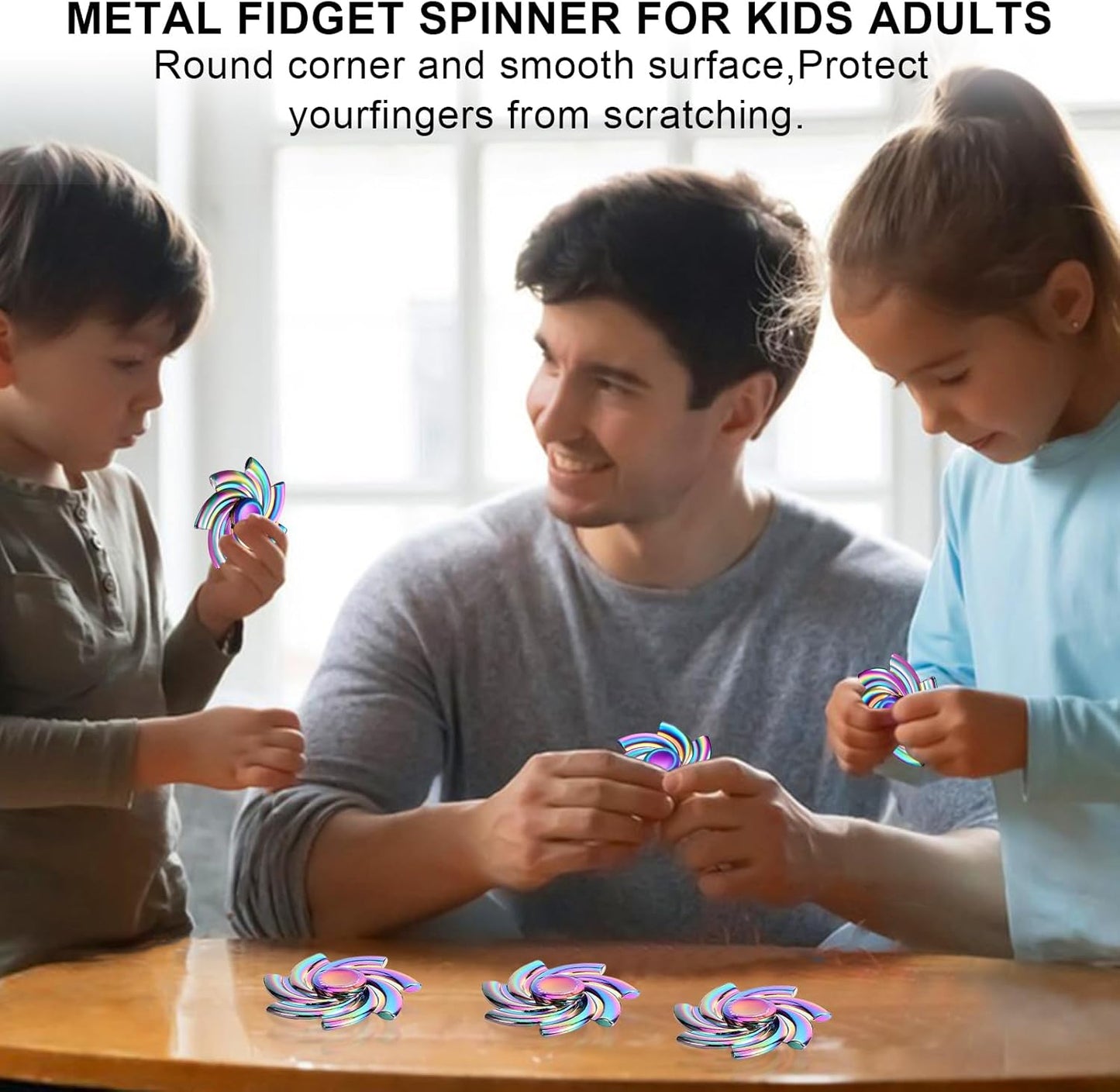 SCIONE Metal Fidget Spinner Gifts for Adults and Kids, Stress Anxiety ADHD Relief Figets Toy, Metal Anti-Anxiety Fidget Spinner Toy for Birthday Gifts Stocking Stuffers Classroom Prizes for Boys Girls