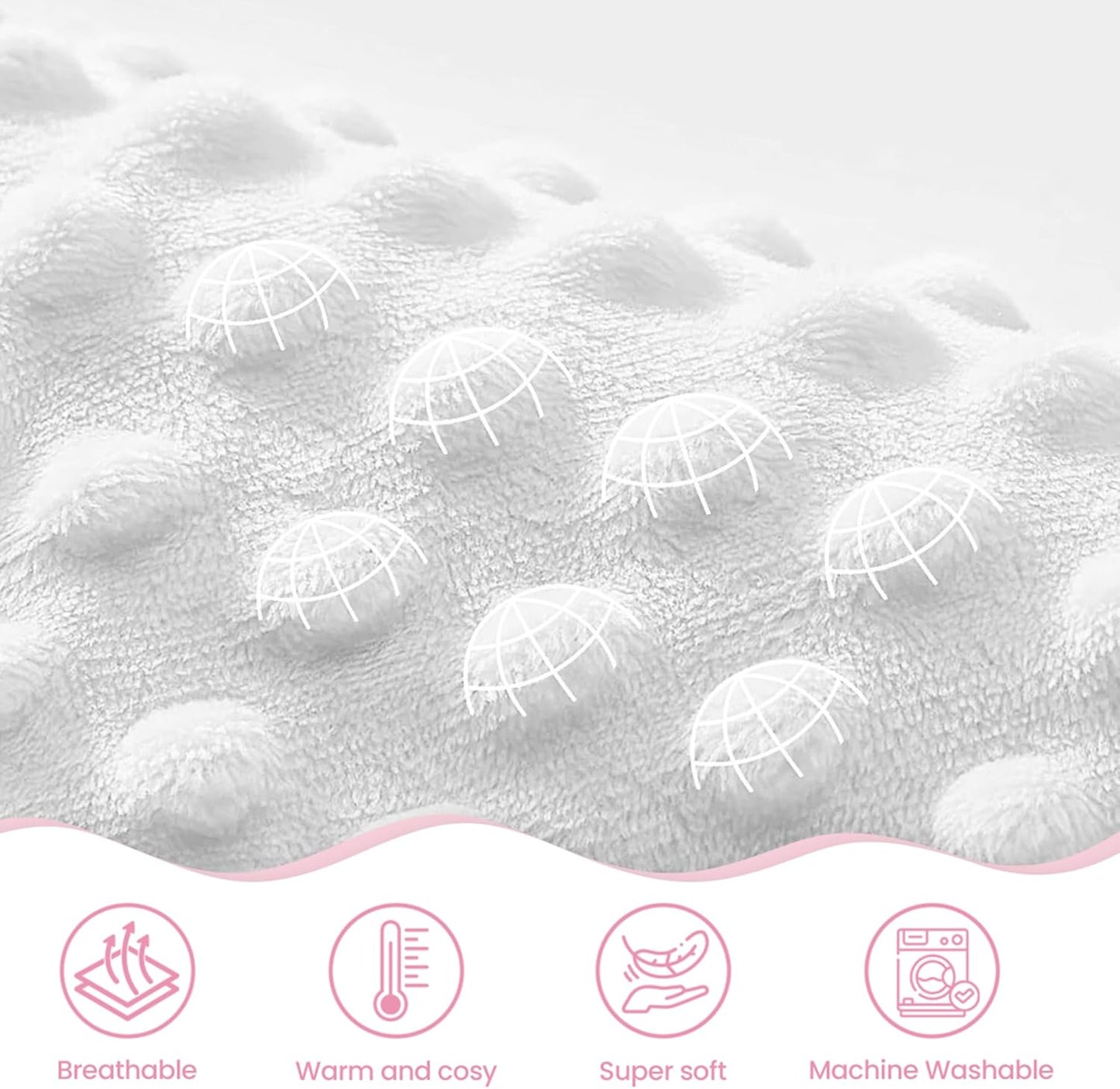 Bow Minky Baby Blanket 30 x 40 Inches for Girls, Soft Plush Receiving Blanket with Dotted Back, Gift for Toddler Newborn Infant Christmas Birthday Baby Shower