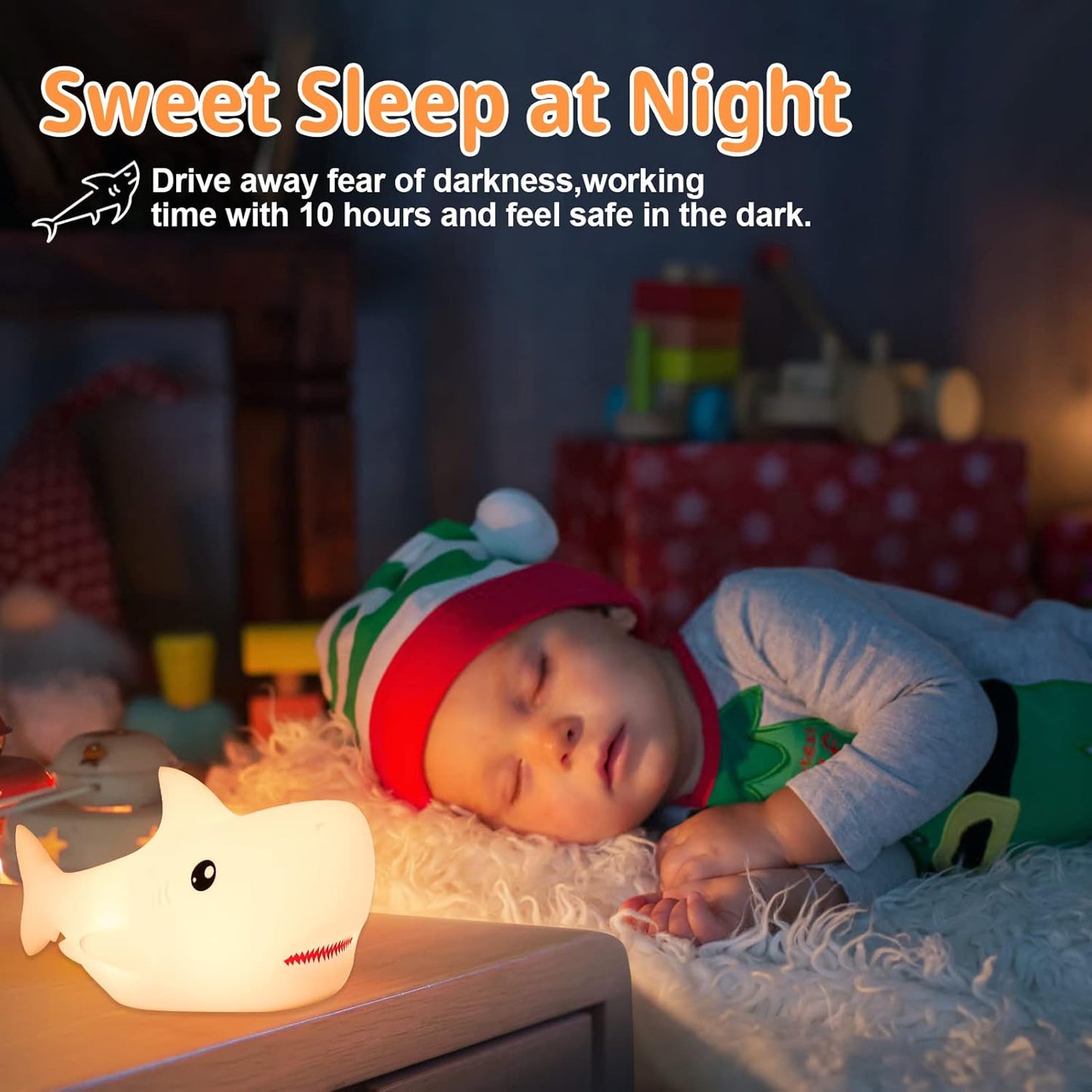 Tremdwoto Night Light for Kids, 7 Colors Shark Night Light Rechargeable Squishy Silicone LED Nightlight Lamp as Birthday Christmas Gifts for Baby Boys Children Toddlers Tween Girls Nursery