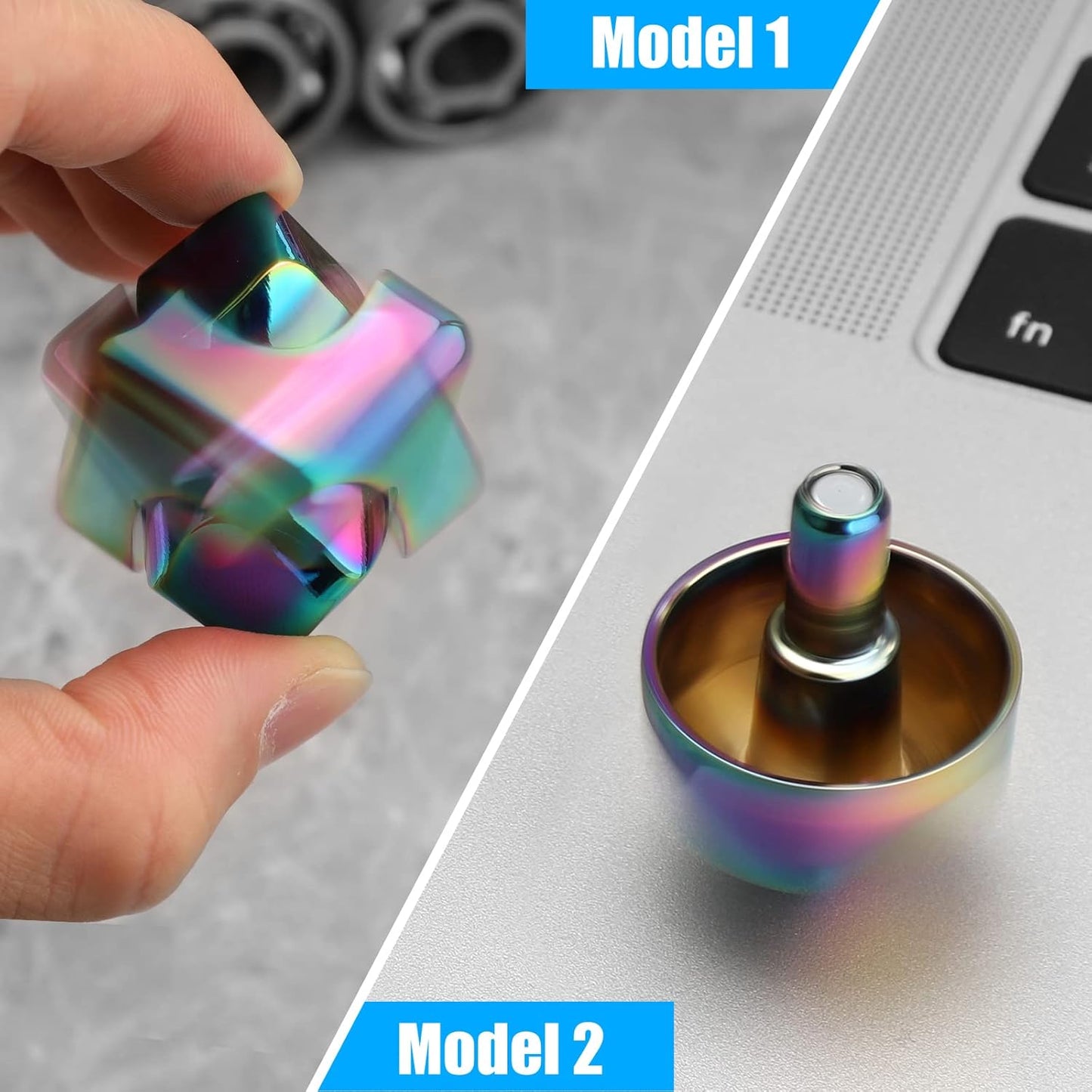 Infinity Gear Fidget Cube Spinner for Kid Adult, Transformable Spinning Top Metallic Fidget Toys for Anti-Anxiety Stress Relief Autism ADHD, 2-in-1 Cube Focus Toy for Desktop Office Classroom