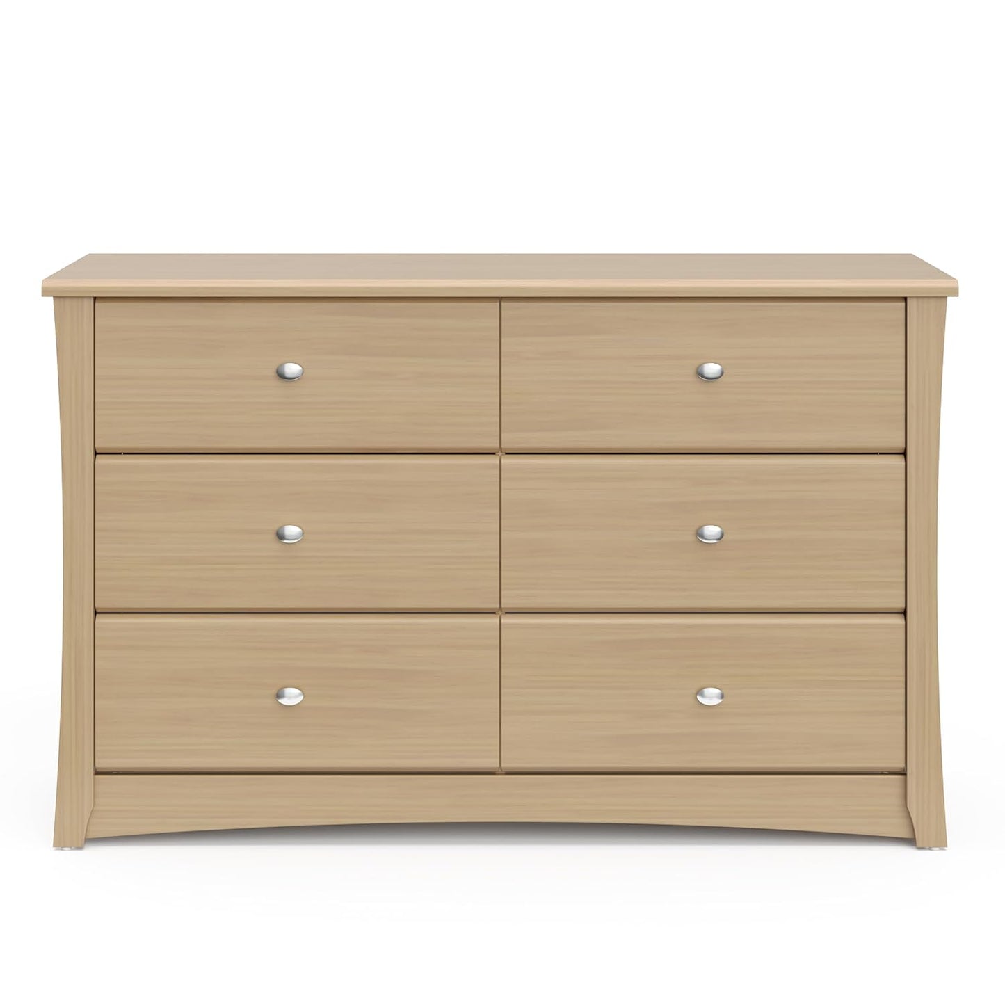 Storkcraft Crescent 6 Drawer Double Dresser (Driftwood) – GREENGUARD Gold Certified, Nursery Dresser for Kids Bedroom
