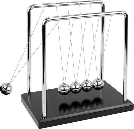 Large Newton's Cradle - Sealive Balance Ball Physics Desk Toy - Science Fun & Stress Relief for Men - Helps with Thinking, Concentration and Calm Down for Office & Home