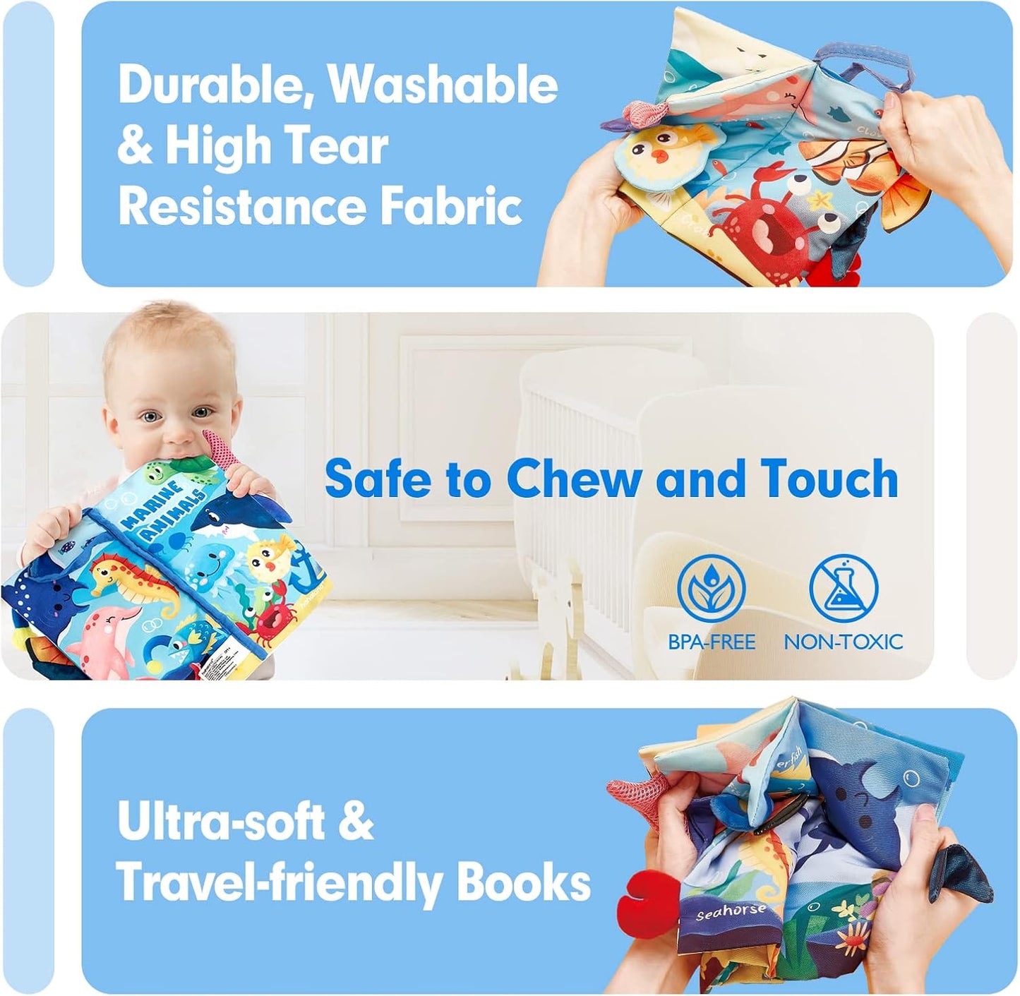 hahaland Baby Books 0-6 Months,Infant Tummy Time Toy High Contrast Sensory Baby Toys 6 to 12 Months Touch Feel Book Baby Gifts for Boy Girl 0-3 Months Book Early Learning Toy (Single Book)