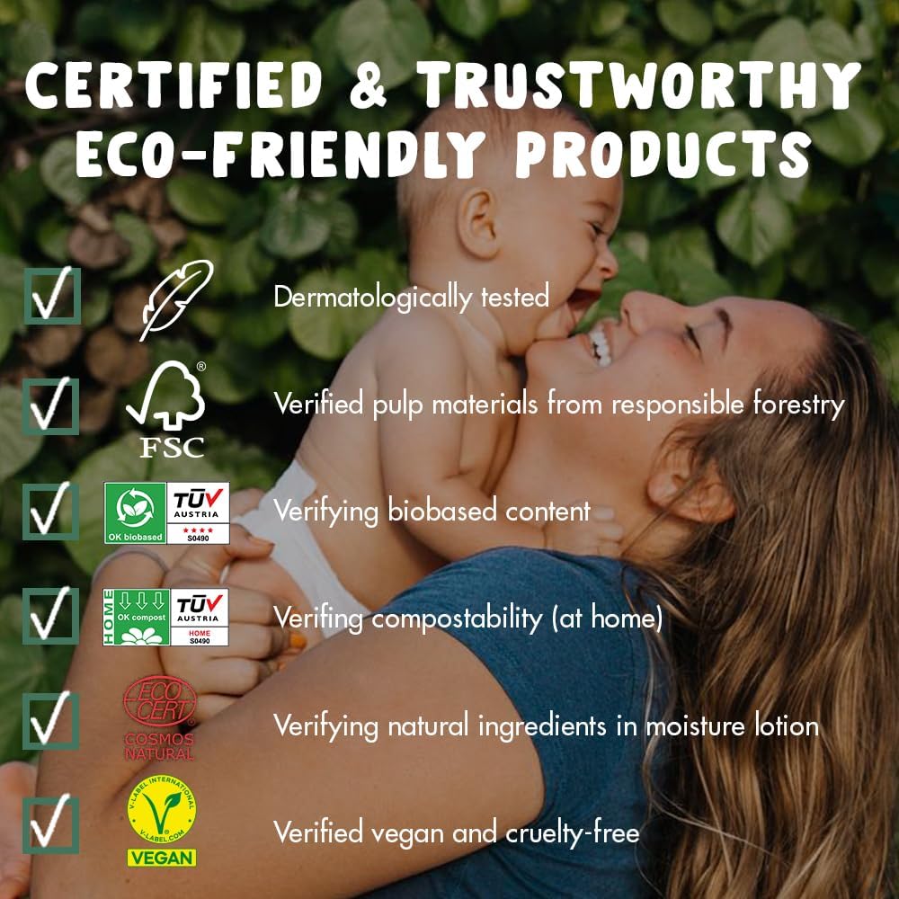 Eco by Naty Baby Wipes Unscented - 100% Compostable and Plant-Based Wipes, Good for Babies and Newborn Sensitive Skin (168 Count - 3 packs of 56)