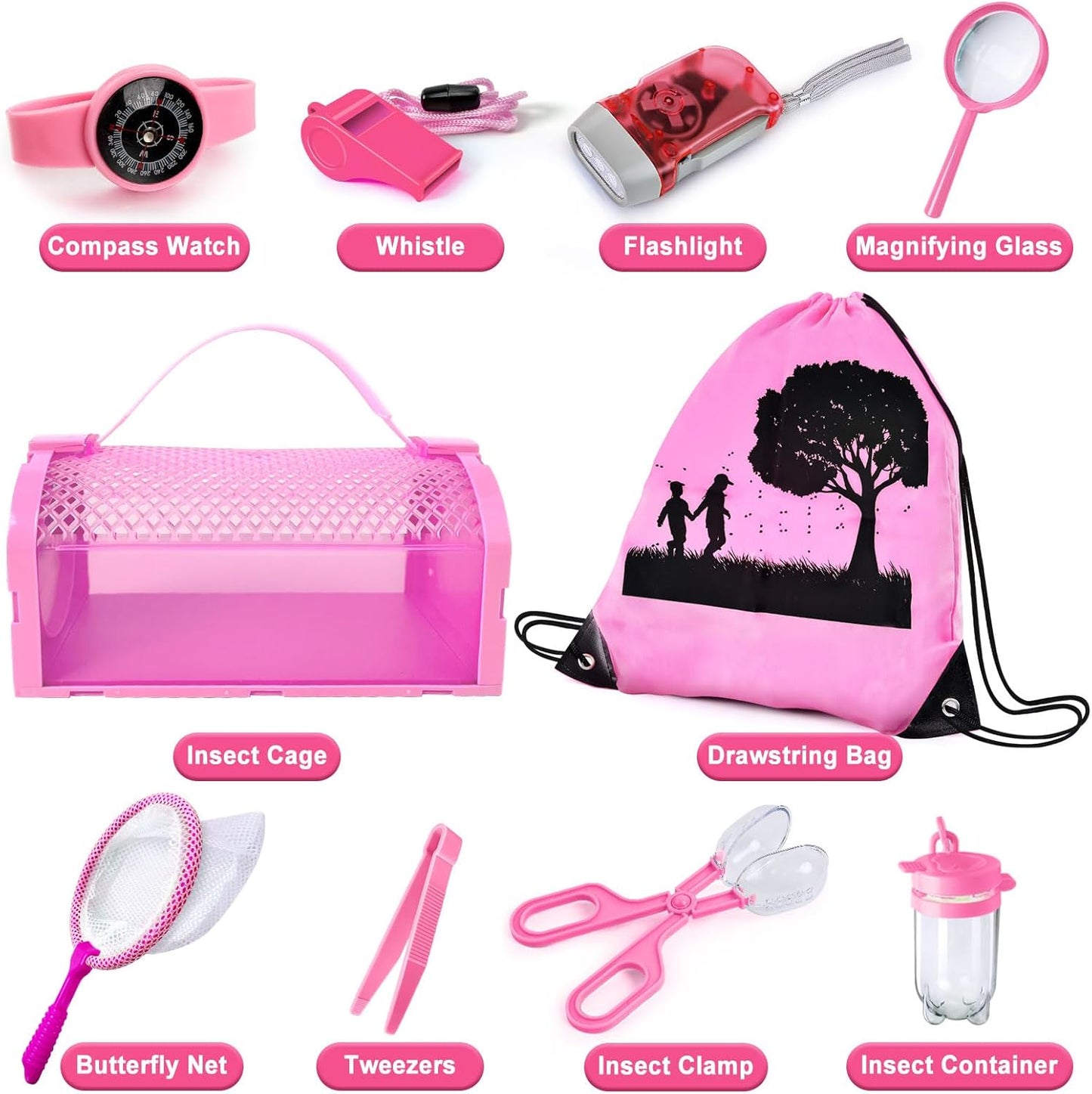 Bug Catcher Kit & Outdoor Explorer Kit for Kids, 10 Pcs Bug Catching Kit with Toy Cage, Backpack, Flashlight, Manifying Glass, Toy Net, Outdoor Exploration Toys Gift for Boys Girls 3-12