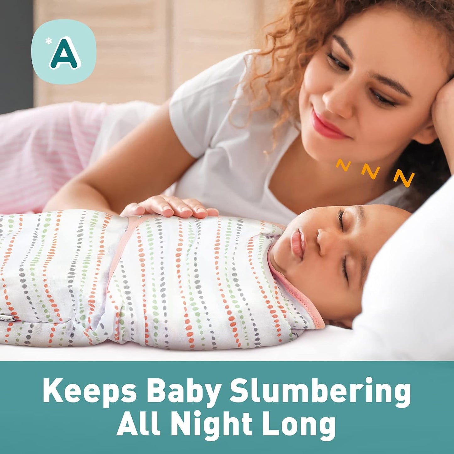 GLLQUEN BABY Swaddle Blankets for Baby Girls, Orange Pink Feather & Wave Point, 3 Pack Wrap Set, Newborn Adjustable Swaddles Sleep Sack, 0-3 Months (Small/Medium)