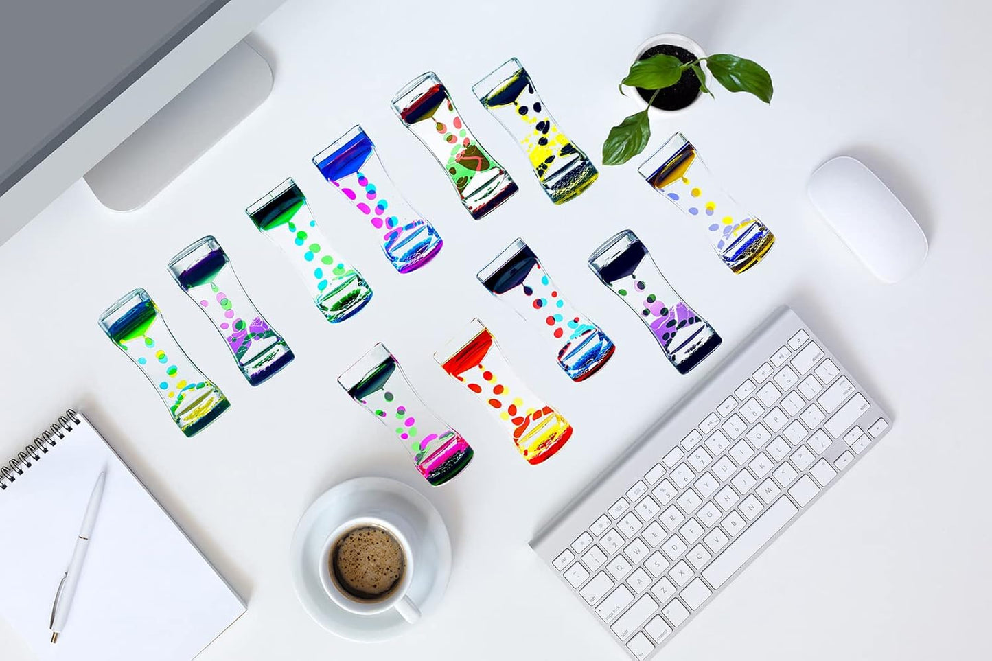 Liquid Motion Bubbler Timer Sensory Toys for Calm Relaxing, Black Yellow 1 Pack Drip Water Oil Motion Liquid Timer for Fidget Toy, Autism Toys, Children Activity, Office Desk Decoration