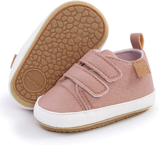 SOFMUO Baby Boys Girls High Top Ankle PU Leather Sneakers Soft Rubber Sole Infant Moccasins Newborn Oxford Loafers Anti-Slip Toddler Wedding Uniform Dress Shoes