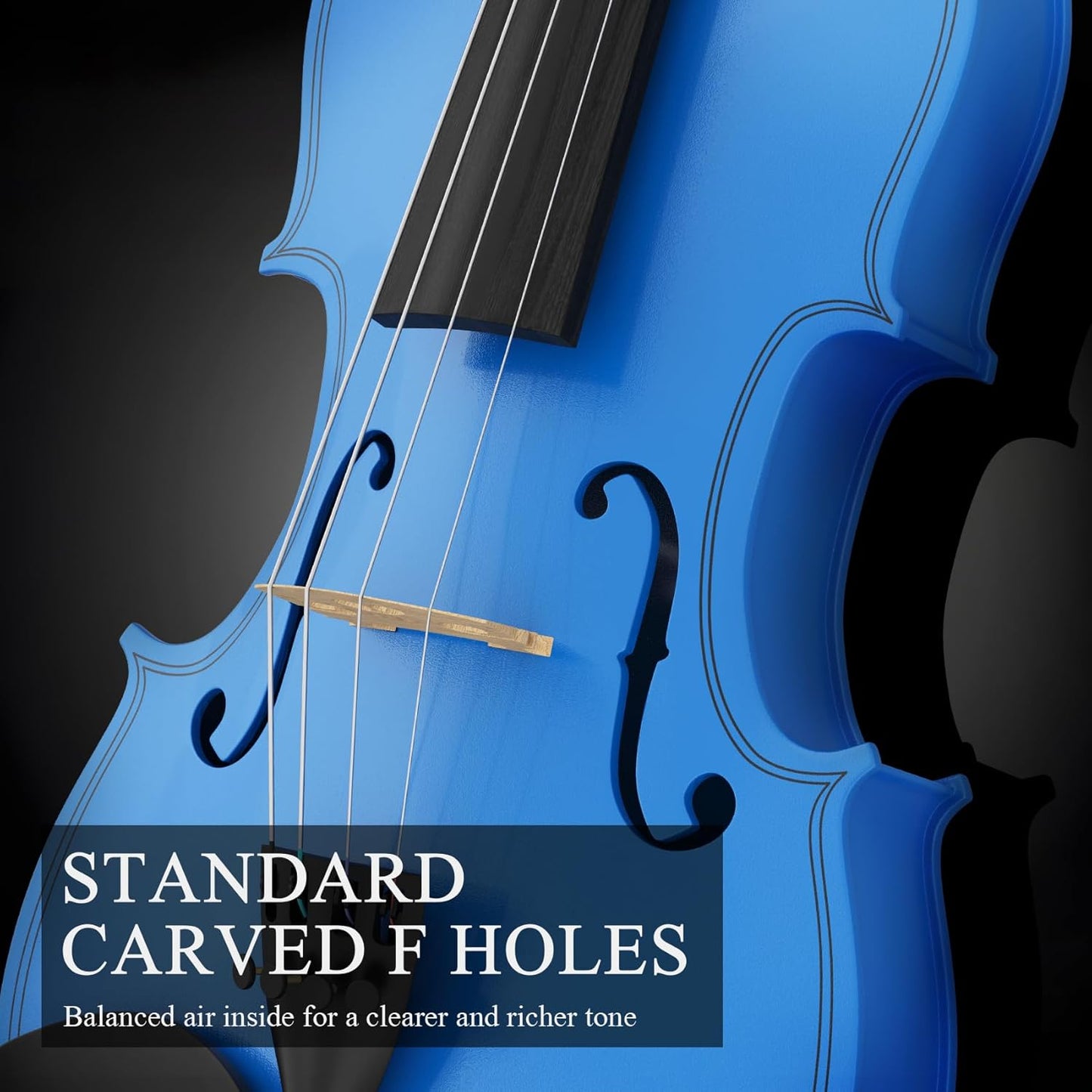 4/4 Beginner Violin Kit for Adults, Complete Full Size Violin Set with Portable Case, Bow, Rosin, Dark Blue